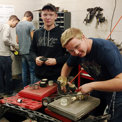 Students working